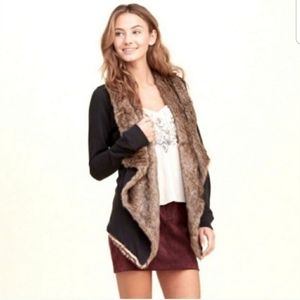Hollister Faux Fur Grey Cardigan Sweater